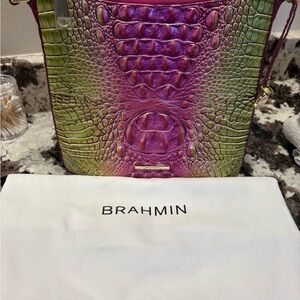 Brahmin Iridescent Pink and Green Shoulder Bag